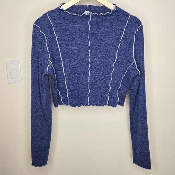 Le Lis Collection Tops - LE LIS COLLECTION Blue Long Sleeve Women's Crop Top Size M